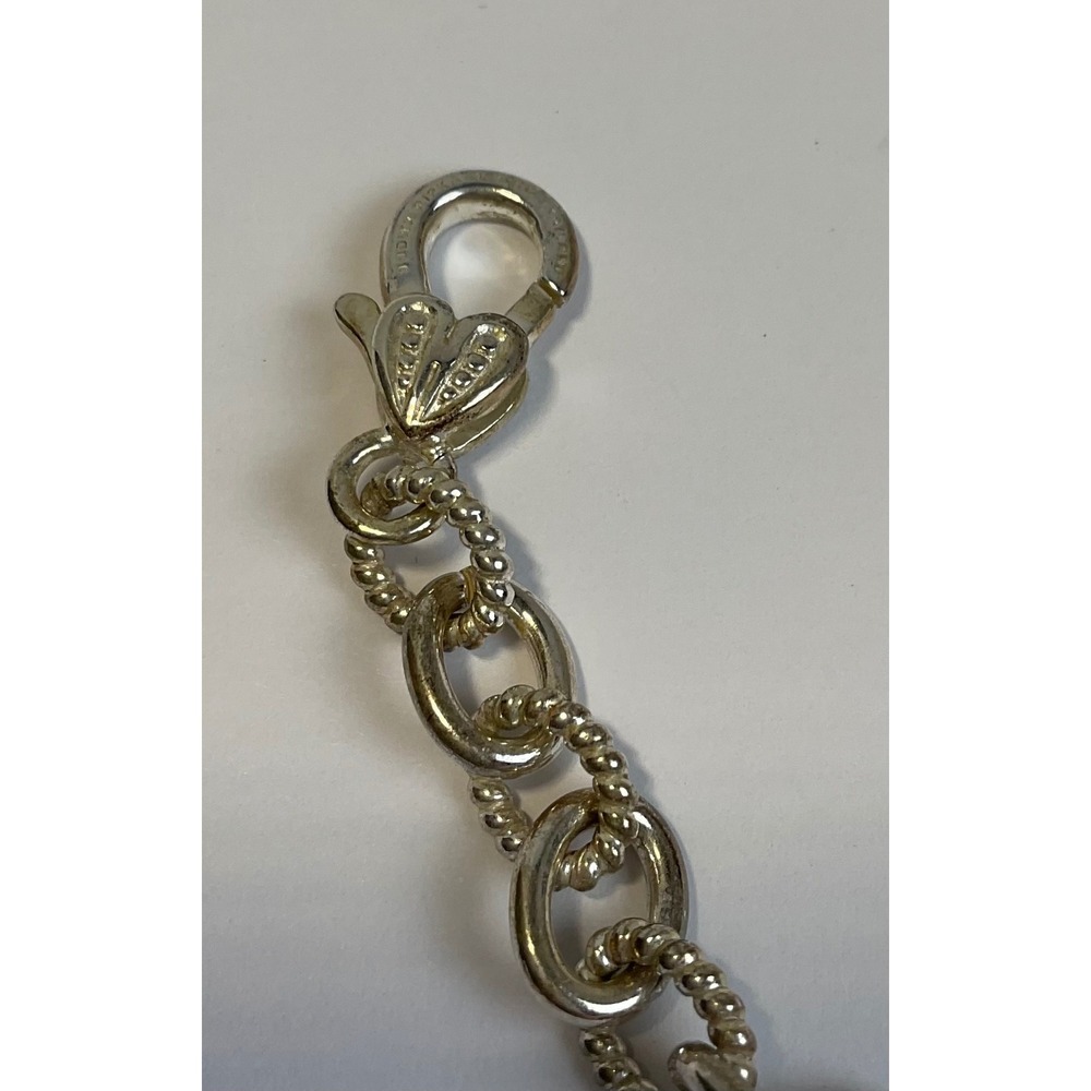 Judith Ripka Sterling Silver 925 CZ Heart Clasp Link Chain Necklace 17 Inch - Picture 5 of 6